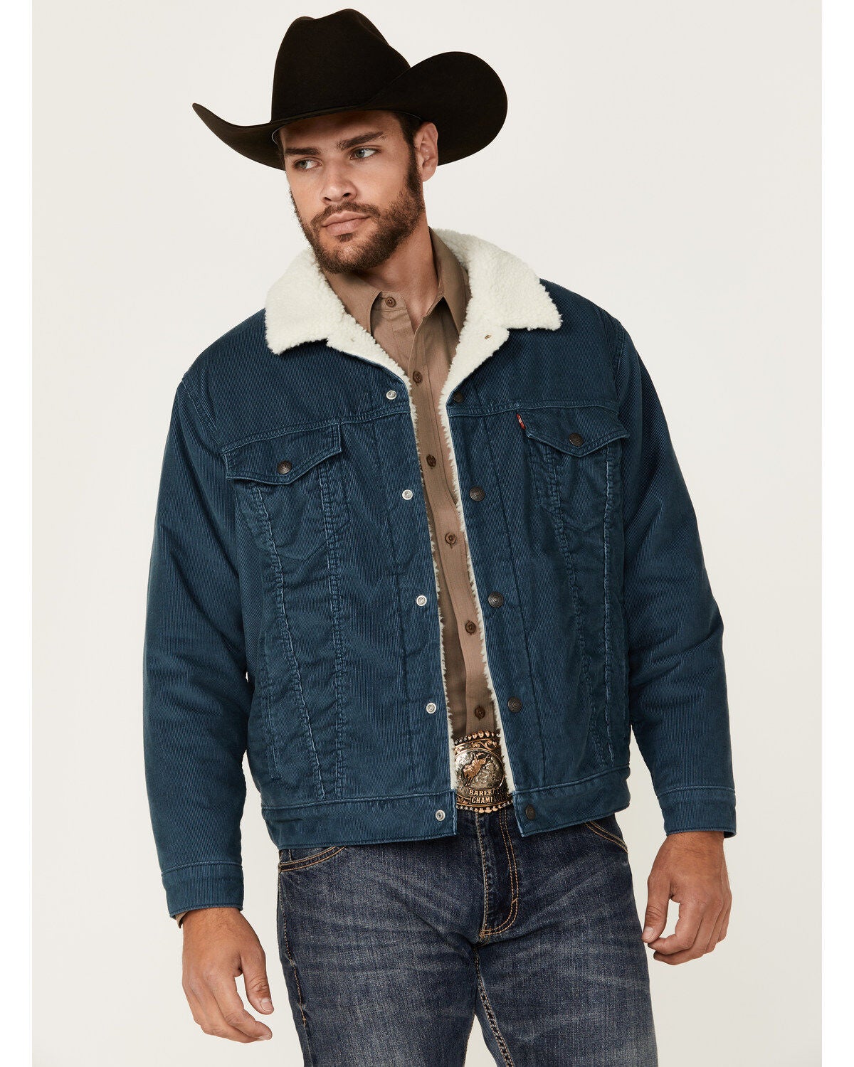 Levi's Men's Corduroy Sherpa Lined Trucker Jacket, Medium Blue, hi-res