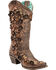 Image #1 - Corral Women's Tobacco Floral Overlay Embroidered Stud and Crystals Cowgirl Boots - Snip Toe, , hi-res