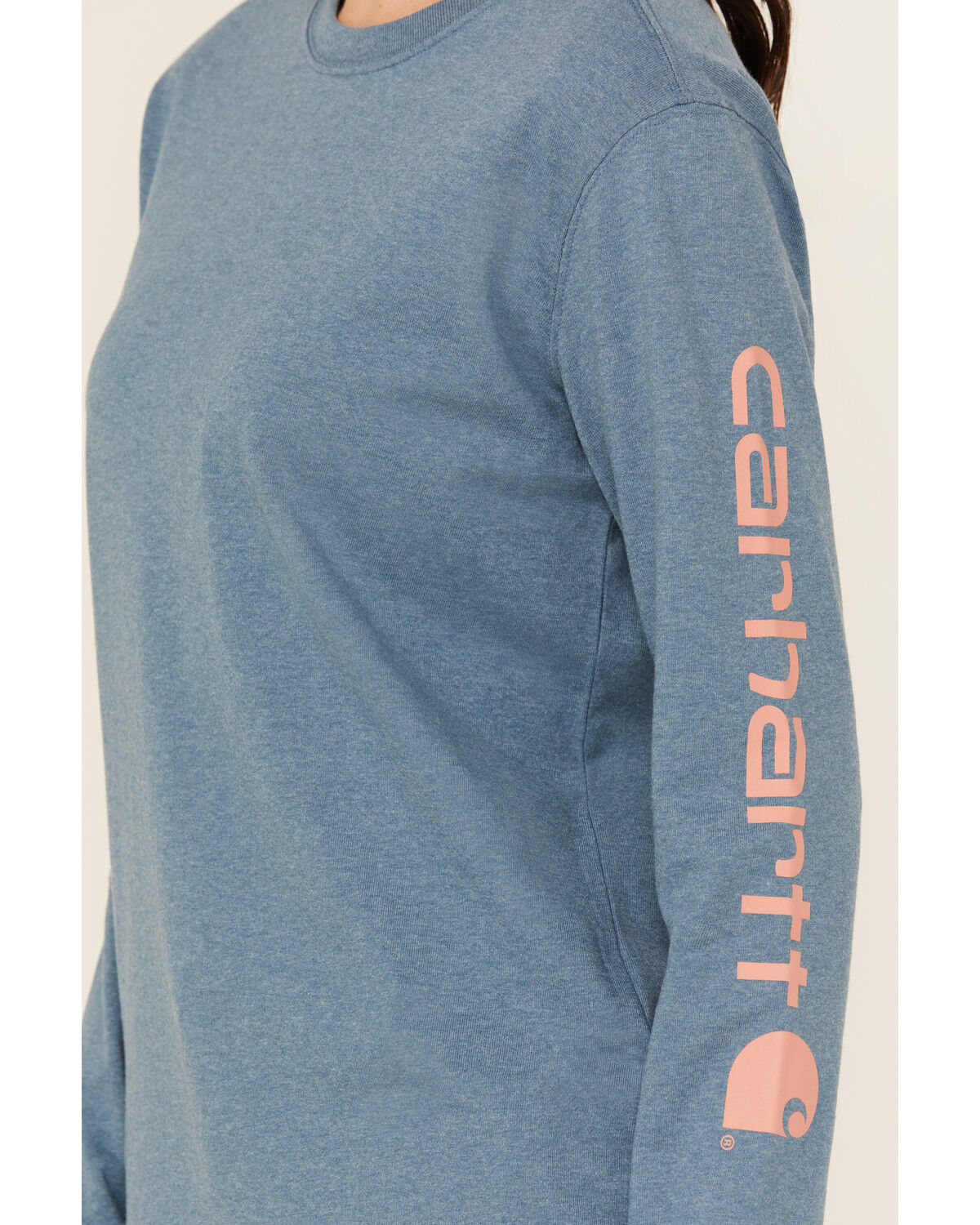 Image #3 - Carhartt Women's Loose Fit Heavyweight Long Sleeve Graphic Work Shirt, Light Blue, hi-res