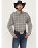 Image #1 - Wrangler Men's Bucking Cancer Plaid Print Long Sleeve Button-Down Western Shirt - Tall, Black, hi-res