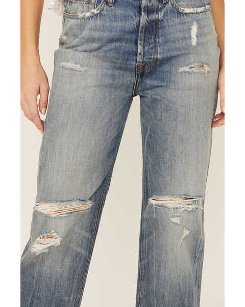 Image #2 - 7 For All Mankind Women's Easy Straight Distressed Denim Jeans, Blue, hi-res