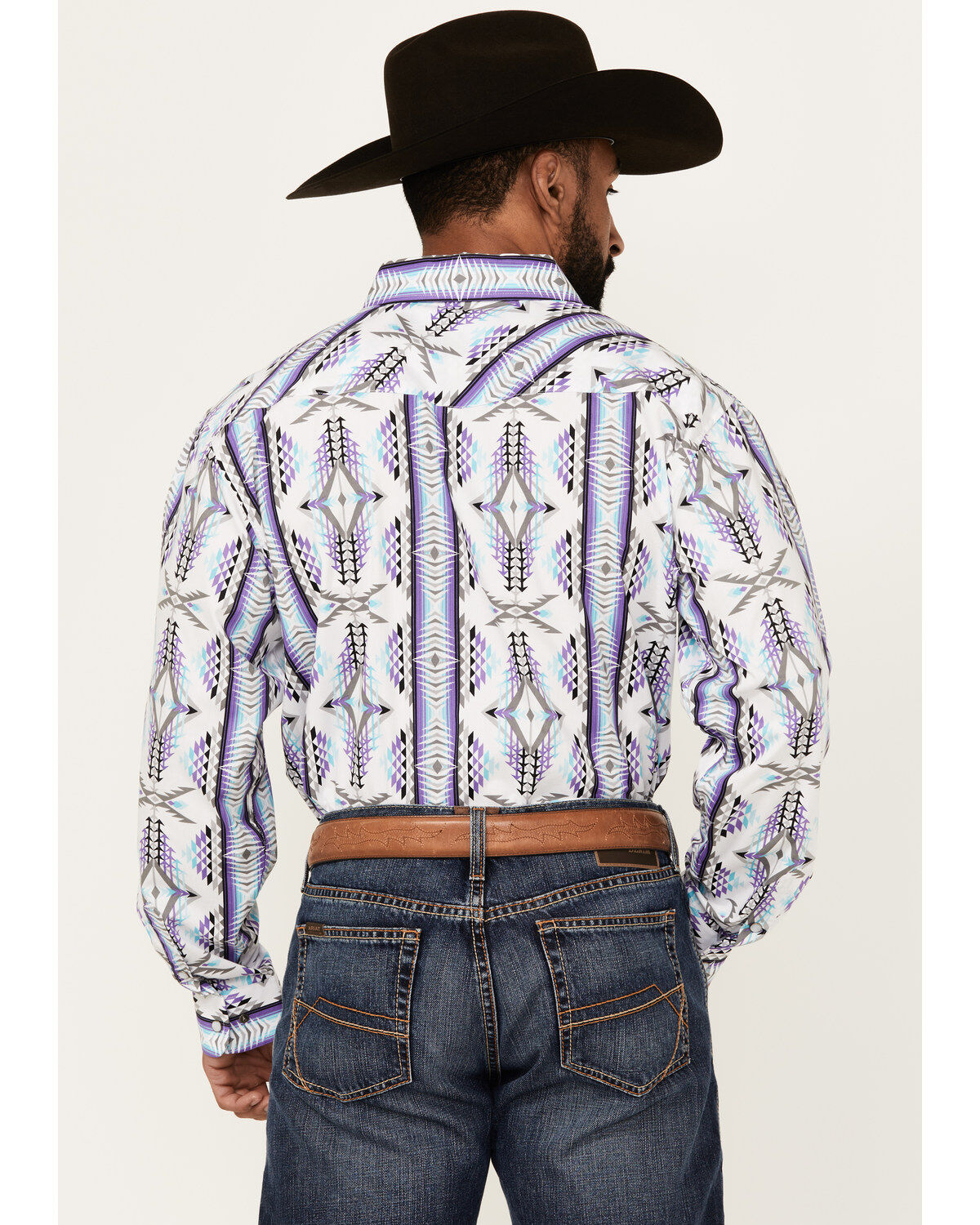 Product Name:  Panhandle Select Men's Southwestern Print Long Sleeve Pearl Snap Western Shirt