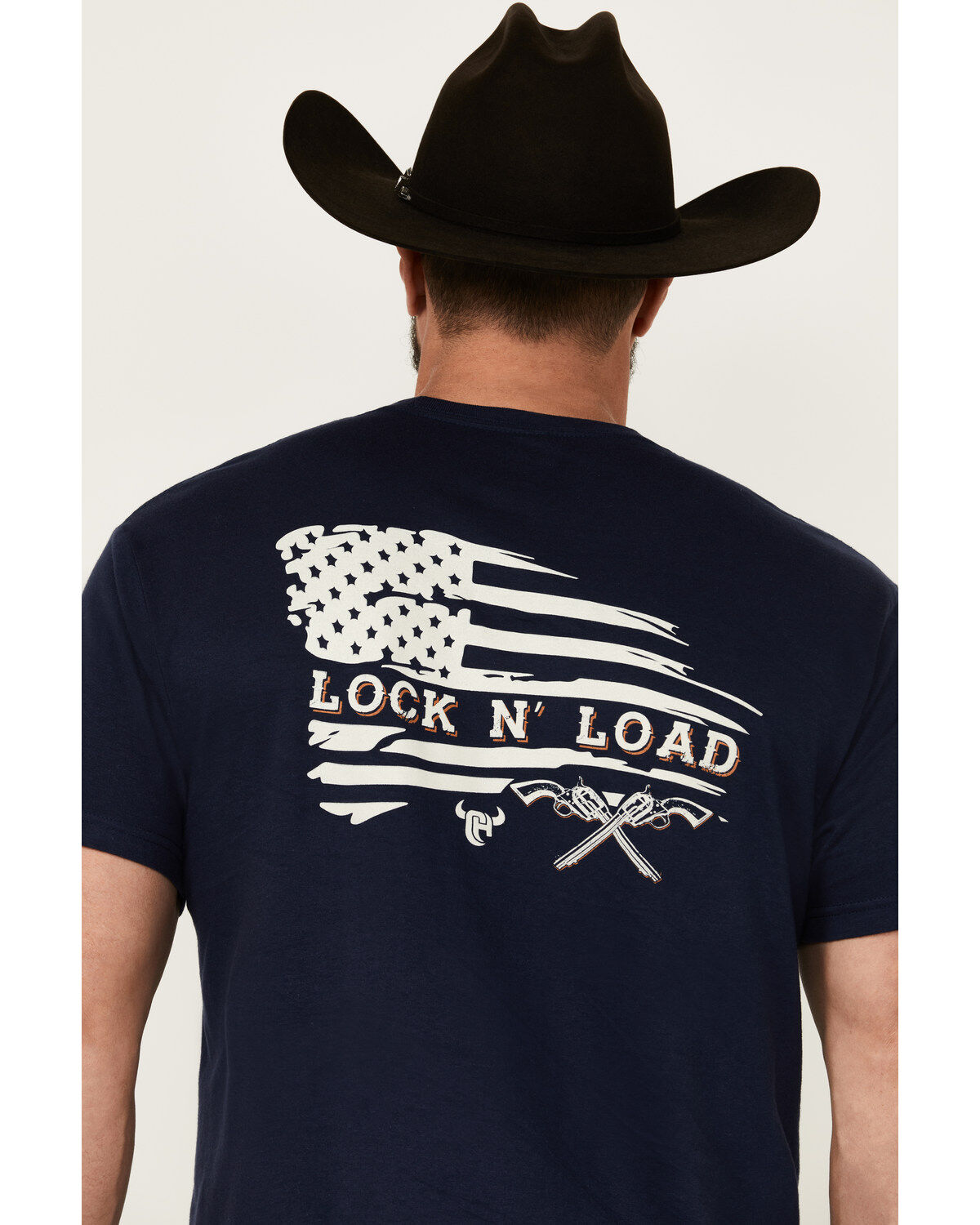 Image #4 - Cowboy Hardware Men's Lock & Load Short Sleeve Graphic T-Shirt, Navy, hi-res