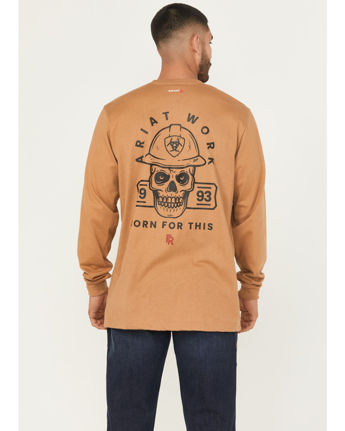 Ariat Men's FR Hard Head Long Sleeve Pocket Work Shirt, Brown, hi-res