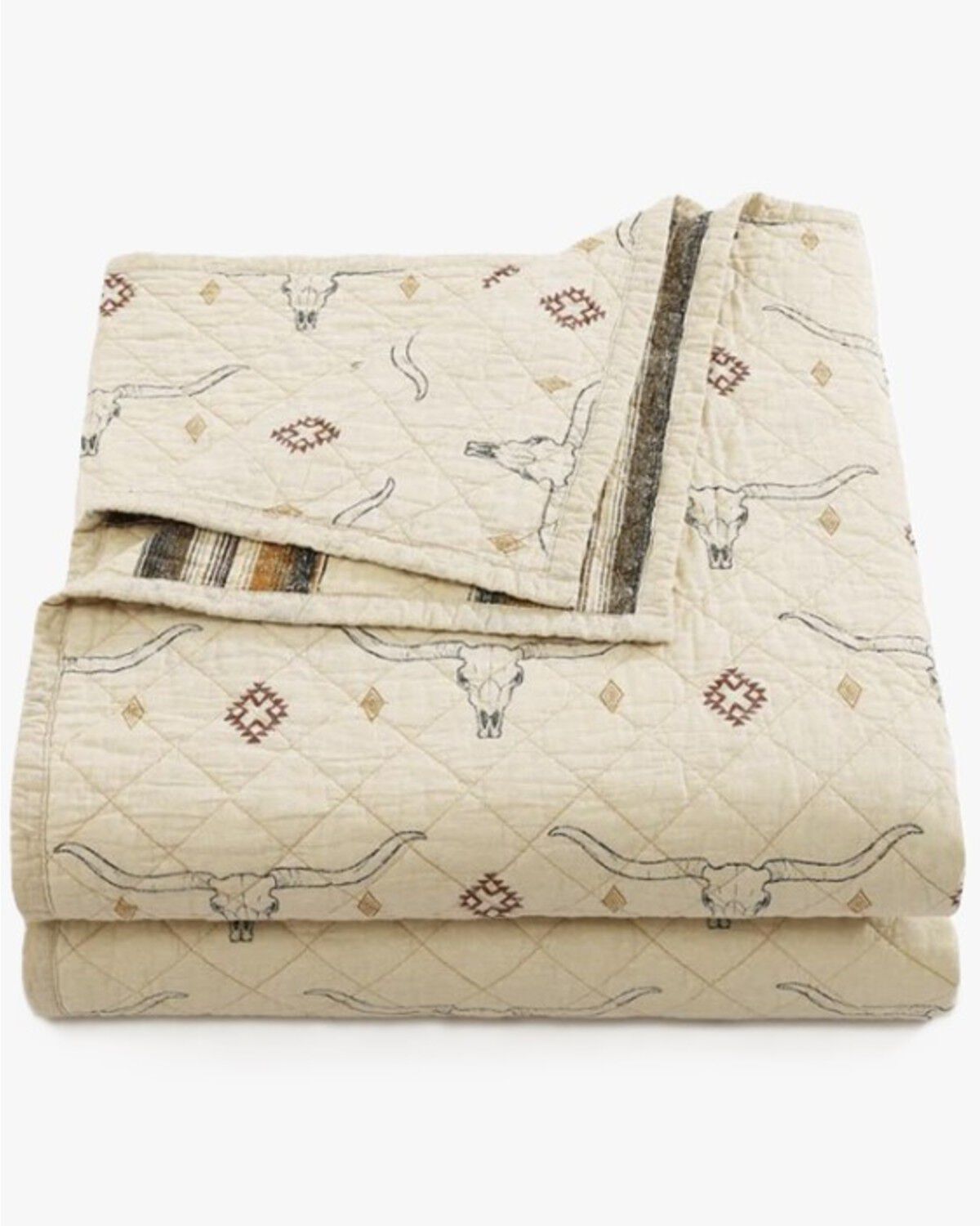 Image #3 - HiEnd Accents Maverick Longhorns Reversible Twin Size Quilt Set - 2 Piece, Tan, hi-res