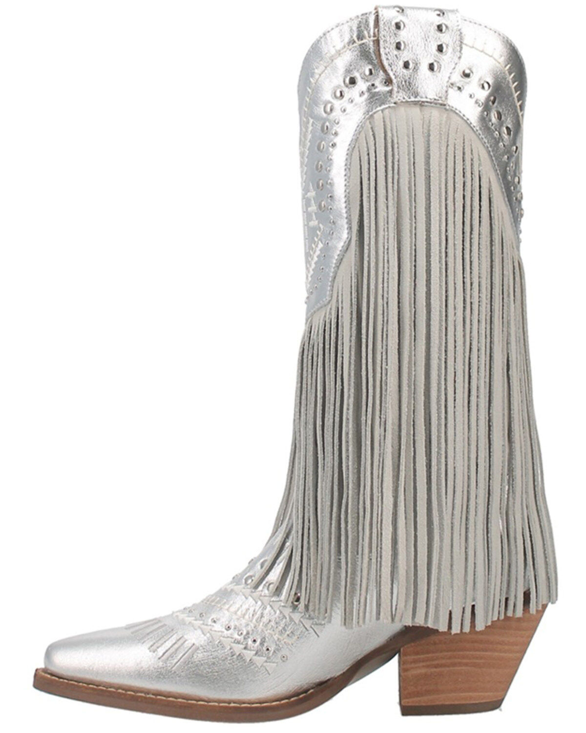 Image #3 - Dingo Women's Gypsy Studded Fringe Tall Western Boots - Snip Toe, , hi-res