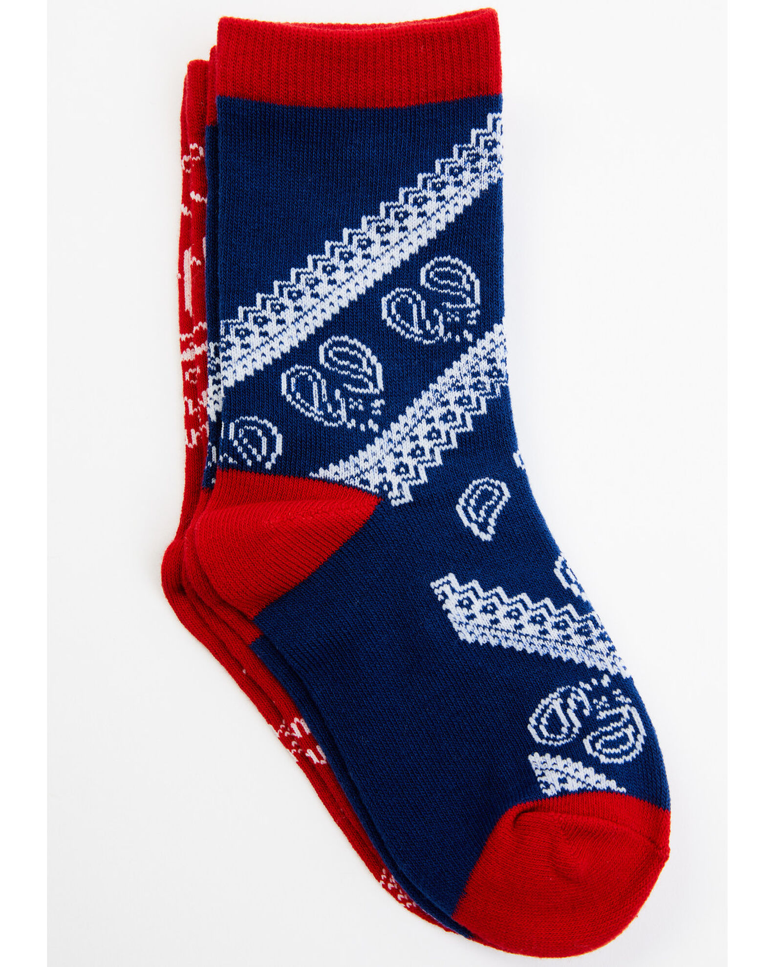 Image #1 - RANK 45® Girls' Bandana Print Socks - 2-Pack, Red/white/blue, hi-res