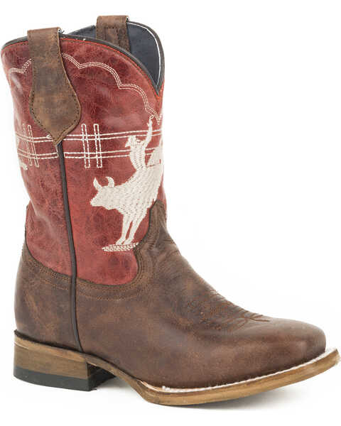 Image #1 - Roper Boys' Bull Rider Embroidered Western Boots - Square Toe, , hi-res