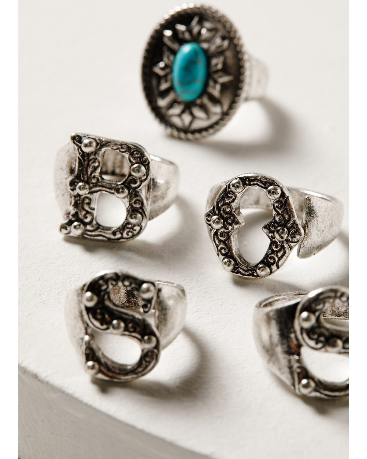 Image #2 - Idyllwind Women's Antique Boss Spell Out Ring Set - 5-Piece, Silver, hi-res