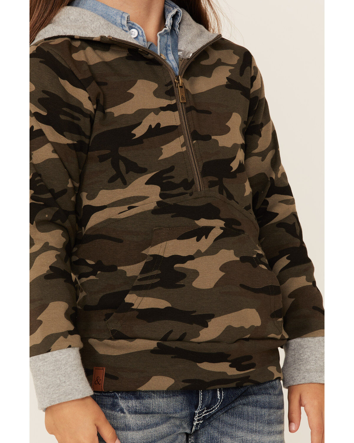 Image #3 - Ampersand Avenue Girls' Multi Camo Print 1/4 Zip Pullover, Multi, hi-res