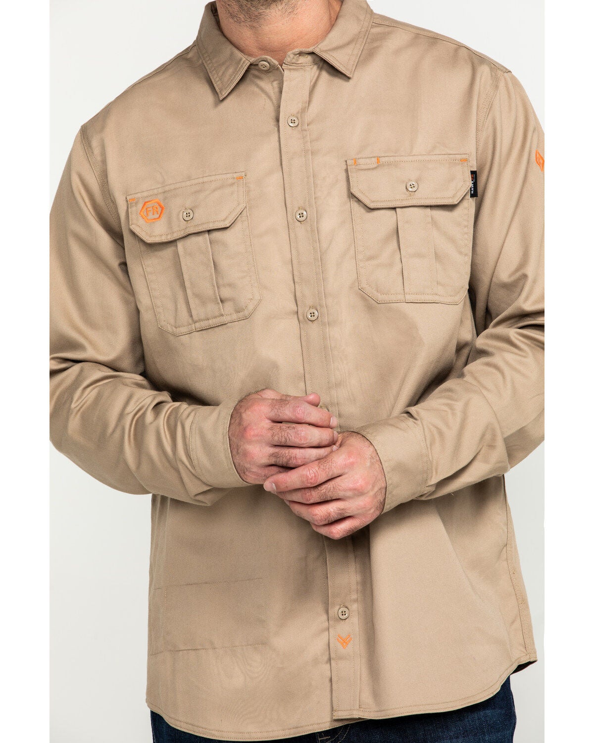 Hawx Men's Khaki FR Long Sleeve Woven 