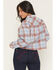 Image #4 - Ely Walker Women's Plaid Print Long Sleeve Button-Down Cropped Flannel Shirt, Blue, hi-res