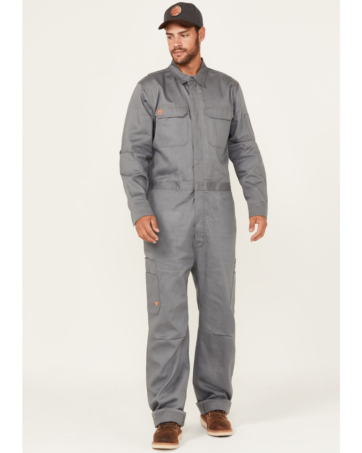 Hawx Men's FR Solid Coveralls - Short, Medium Grey, hi-res