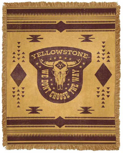 Paramount Network's Yellowstone Steer Skull Throw Blanket , Mustard, hi-res