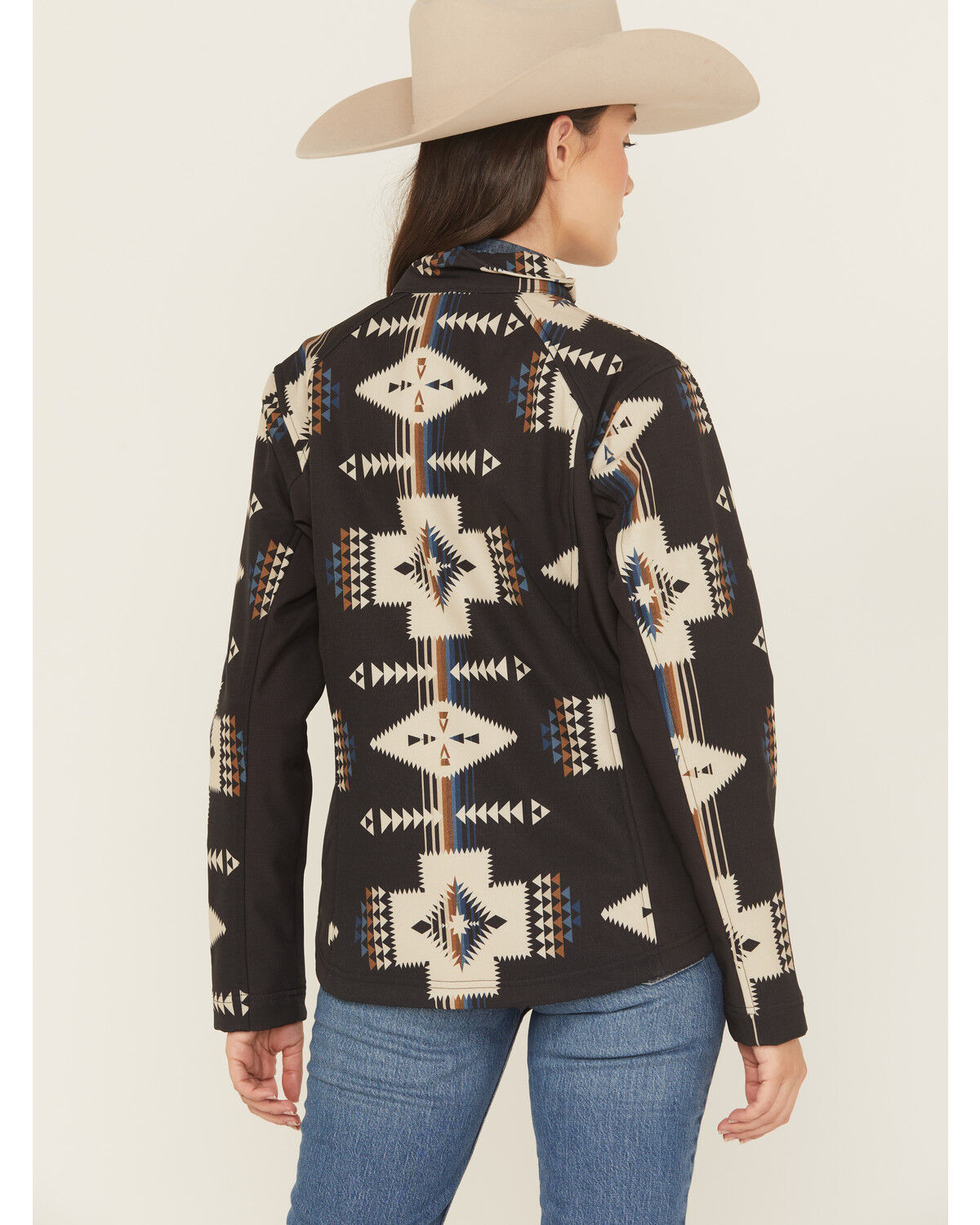 Image #4 - Ariat Women's Southwestern Print Softshell Jacket, Grey, hi-res
