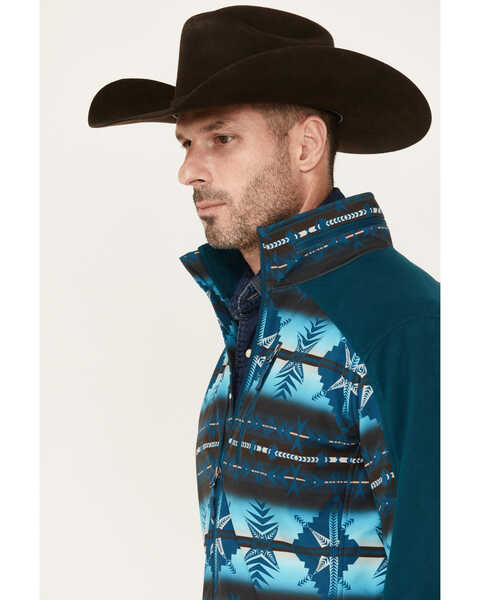 Image #2 - Powder River Outfitters Men's Southwestern Print Softshell Jacket, Teal, hi-res