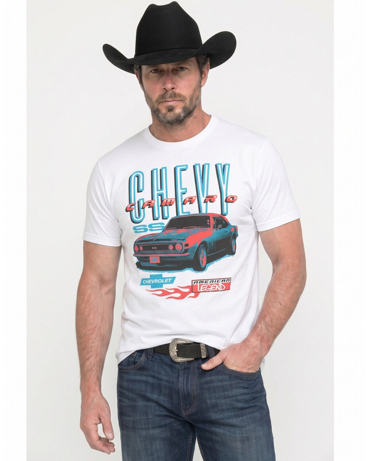 Image #1 - Americana Men's Legend Short Sleeve Graphic T-Shirt, White, hi-res