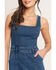 Image #5 - Flying Tomato Women's Dark Wash Sleeveless Front Seam Denim Jumpsuit, Dark Wash, hi-res