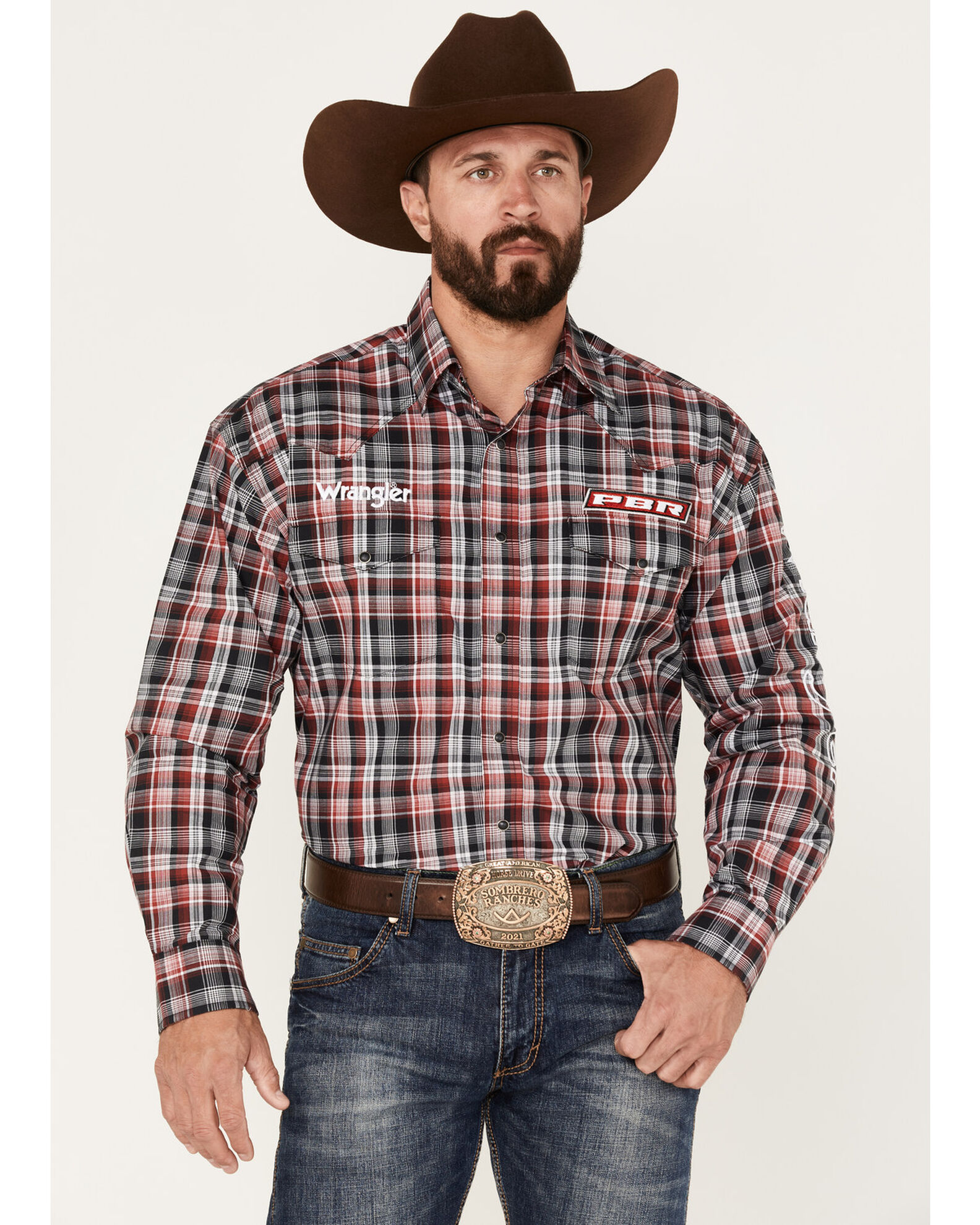 Wrangler Men's PBR Logo Plaid Snap Western Shirt | Boot Barn