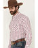 Image #2 - Wrangler Men's 20X Plaid Print Long Sleeve Button-Down Stretch Western Shirt, Wine, hi-res