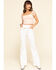 Flying Tomato Women's Tie Front Flare Jeans, White, hi-res