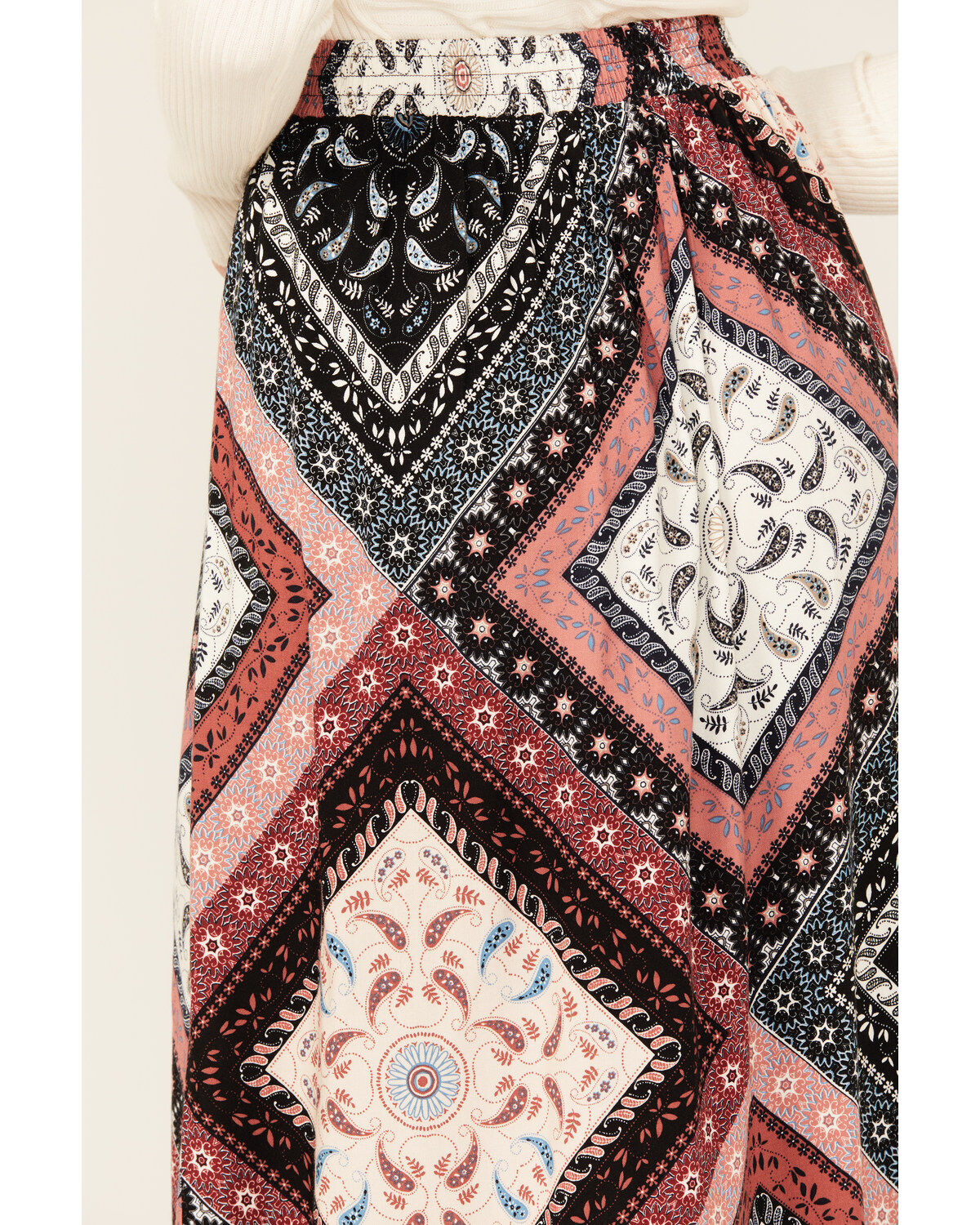 Image #4 - Shyanne Women's Patchwork Printed Hi Lo Slit Skirt, Indigo, hi-res