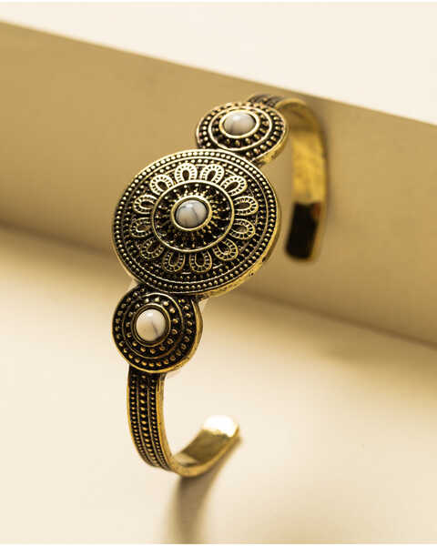 Image #1 - Shyanne Women's Crescent Sunset Concho Cuff Bracelet, Bronze, hi-res