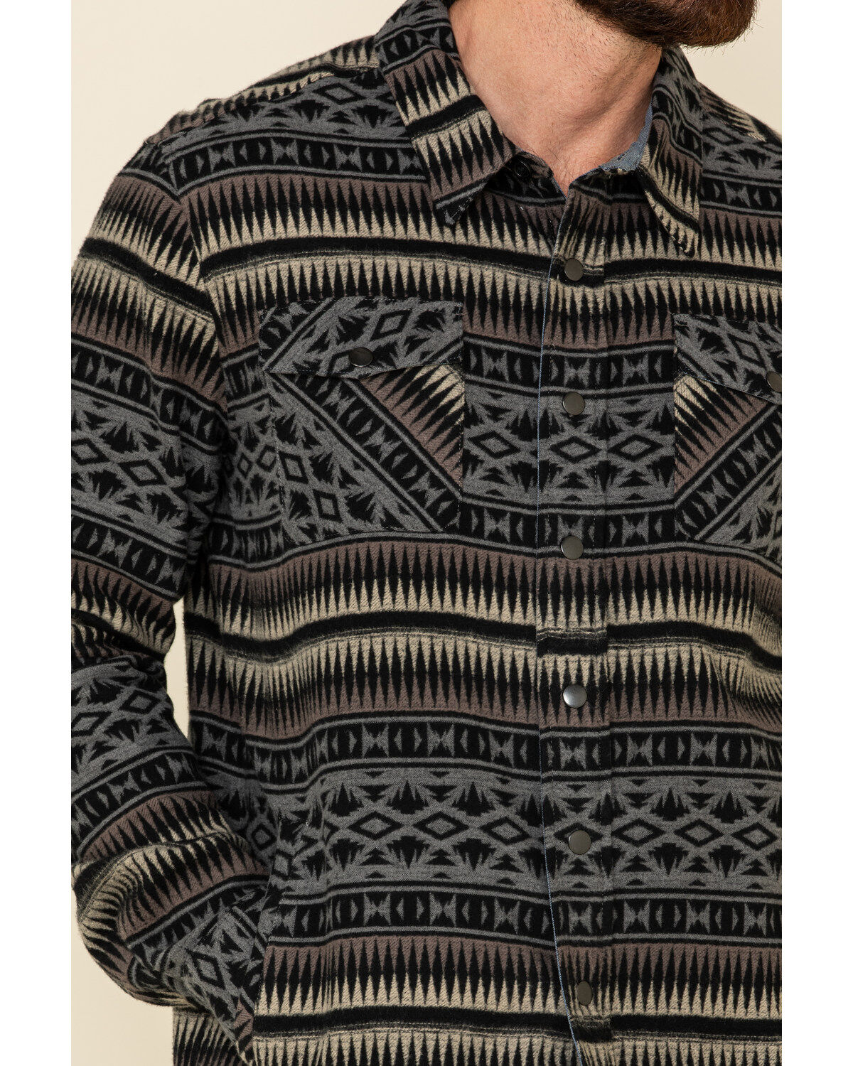 Image #4 - Rock & Roll Denim Men's Jacquard Southwestern Print Border Jacket, Grey, hi-res