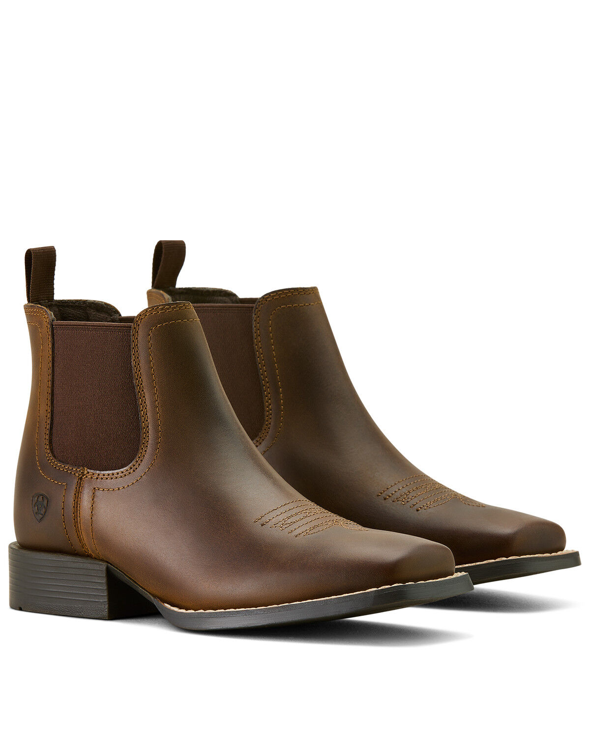 Image #2 - Ariat Boys' Booker Distressed Chelsea Boots - Broad Square Toe, Distressed Brown, hi-res