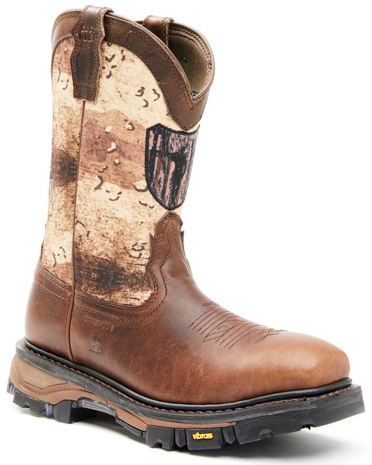 Cody James Men's 11" Camo Flag Decimator Work Boot - Composite Toe, Brown, hi-res