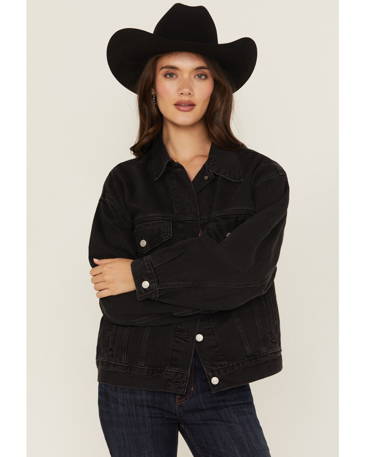 Levi's Women's Road Less Traveled 90's Trucker Jacket, Black, hi-res