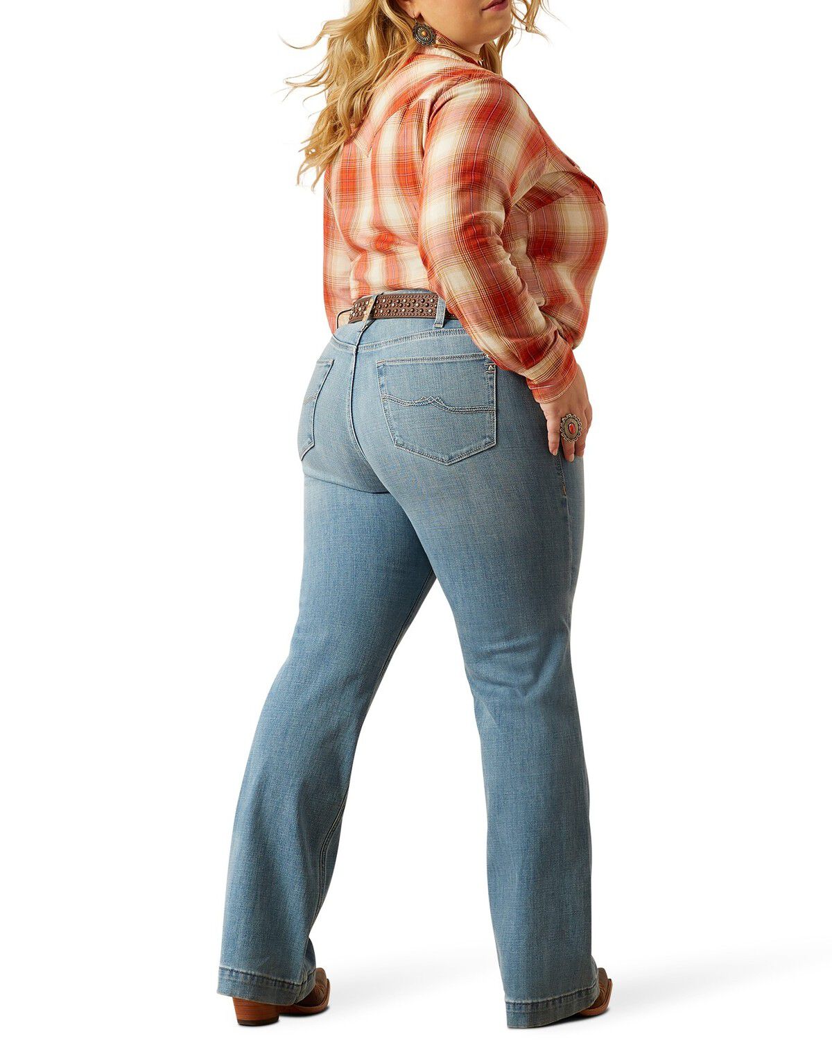 Ariat Women's Zoe Medium Wash Mid Rise Trouser Stretch Denim Jeans - Plus, Medium Wash, hi-res