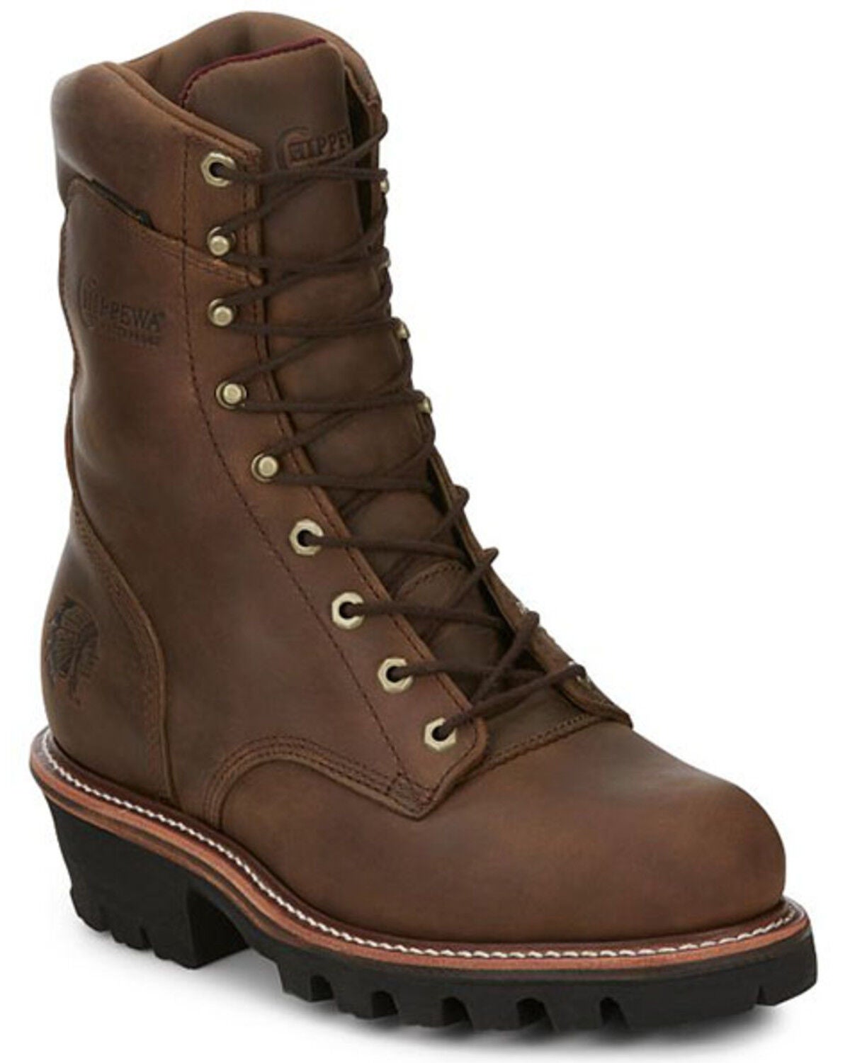Chippewa Men's Lace-Up Waterproof Logger Work Boots - Steel Toe, Brown, hi-res