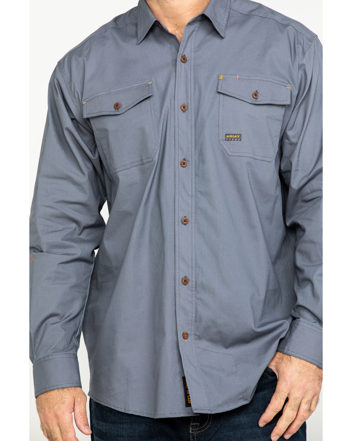 Image #4 - Ariat Men's Steel Rebar Made Tough Durastretch Long Sleeve Work Shirt, , hi-res
