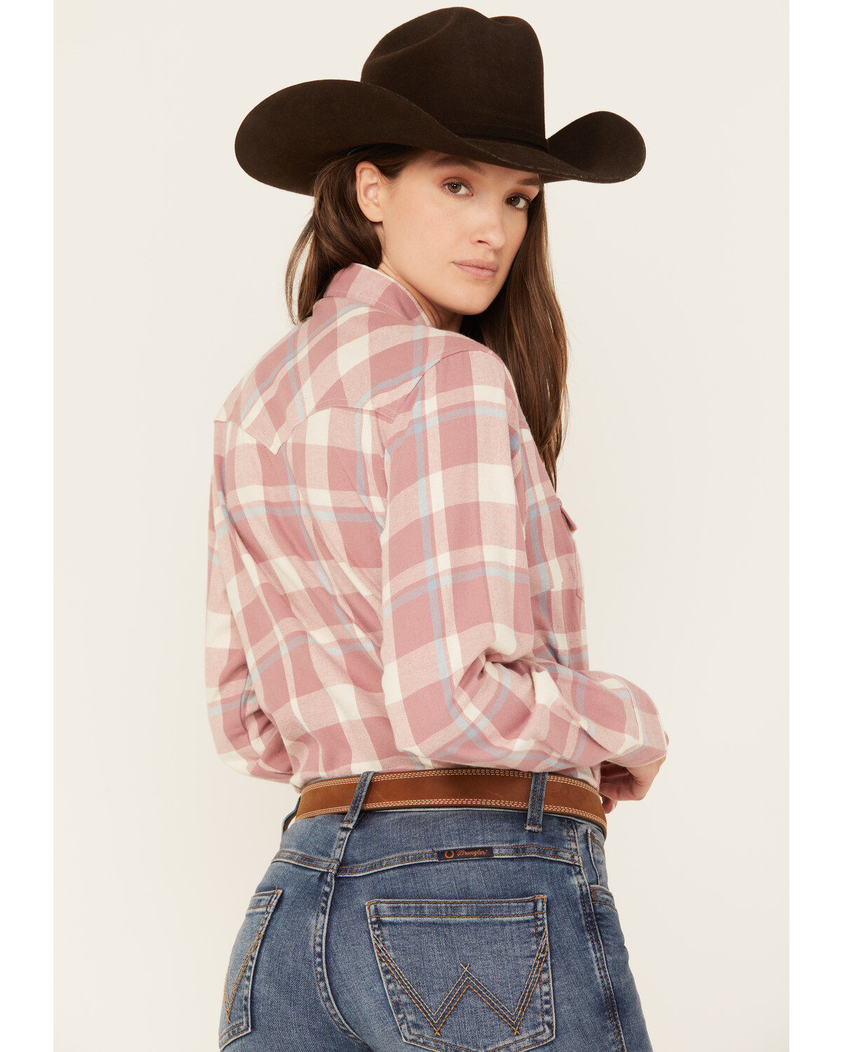 Image #4 - Ely Walker Women's Plaid Print Long Sleeve Pearl Snap Flannel Shirt, , hi-res