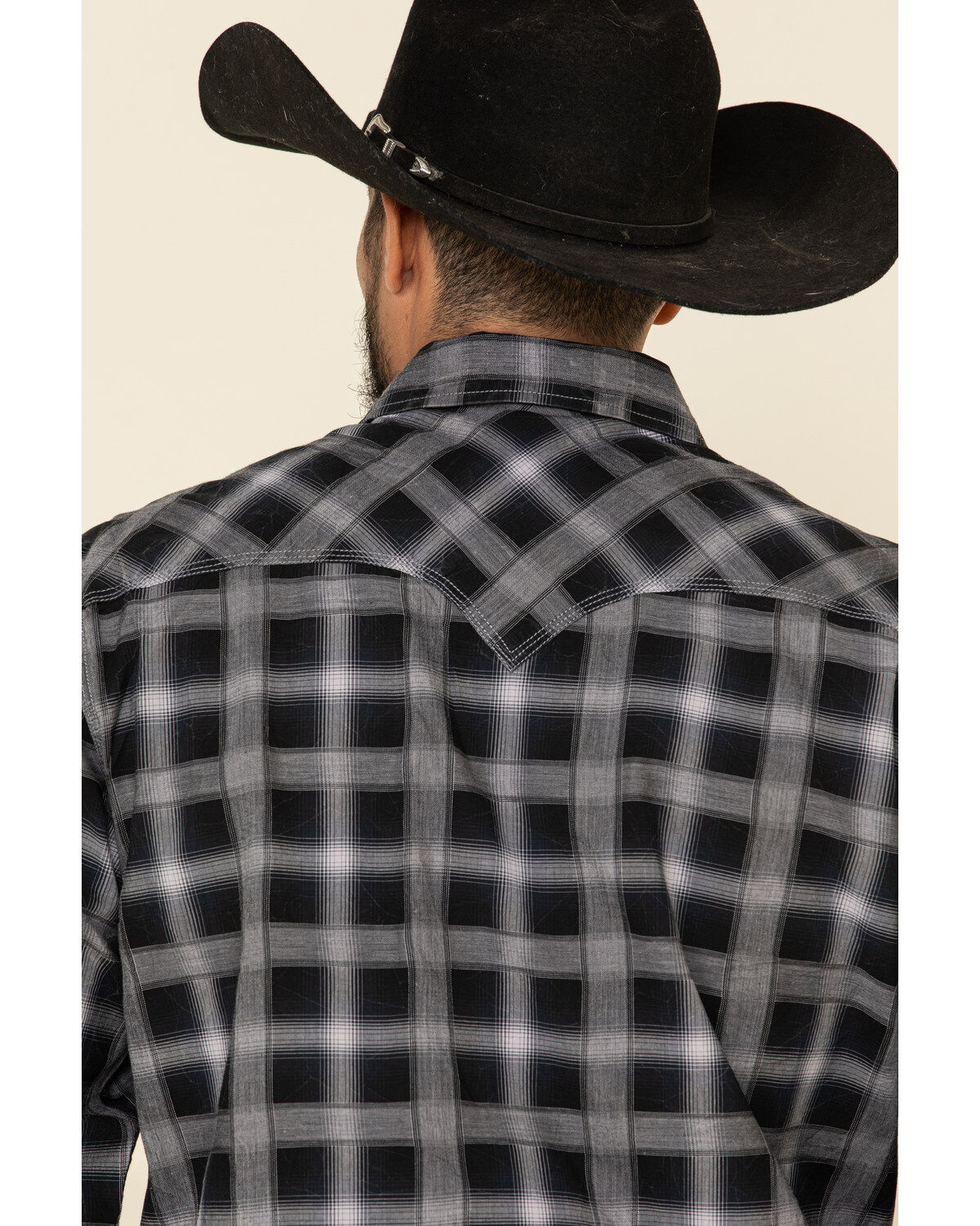 Image #5 - Rock & Roll Denim Men's Black Med Plaid Long Sleeve Western Shirt, Black, hi-res
