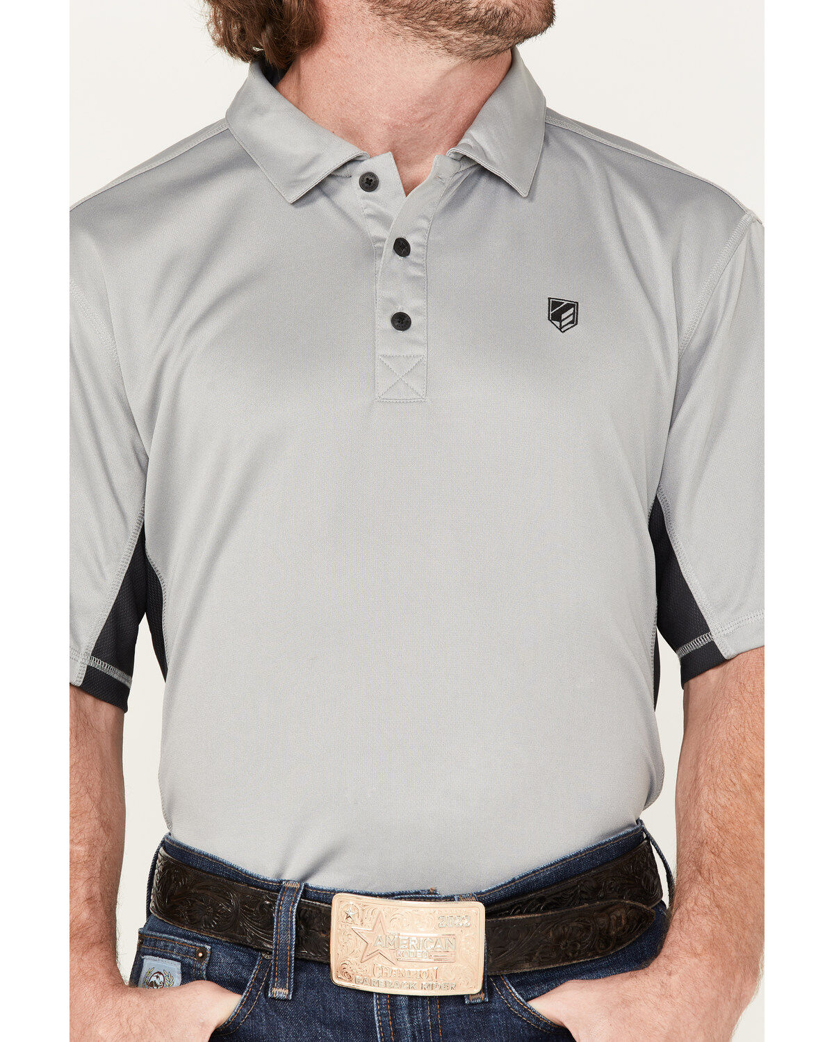 Image #3 - RANK 45® Men's Solid Renegade Performance Short Sleeve Polo Shirt, Charcoal, hi-res