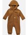 Image #1 - Carhartt Infant Boys' Long Sleeve Zip Front Hooded Fleece Coverall Onesie, Brown, hi-res