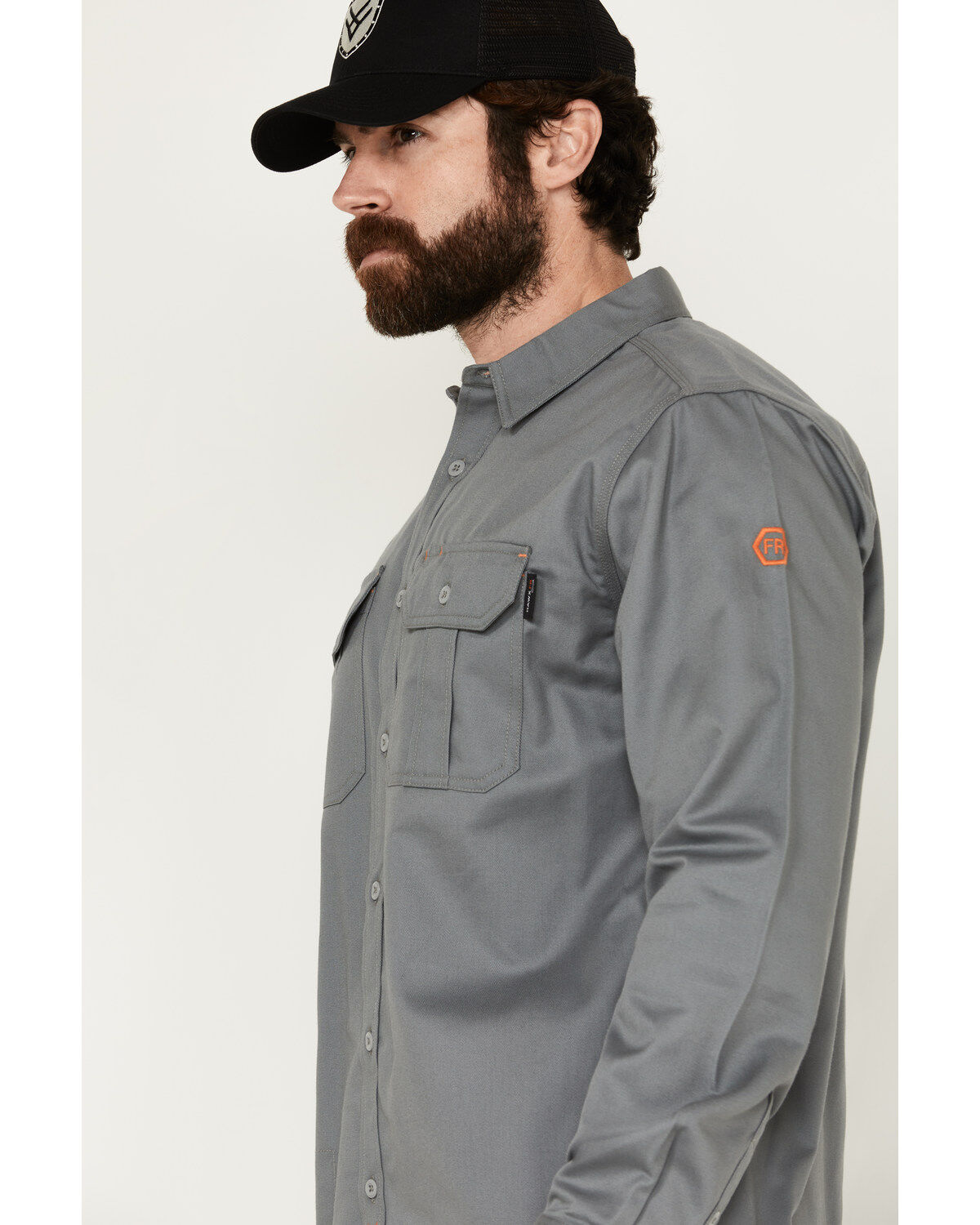 Image #2 - Hawx Men's FR Woven Long Sleeve Button-Down Work Shirt, Silver, hi-res