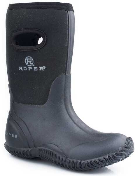 Image #1 - Roper Boys' Neoprene Boots - Round Toe, Black, hi-res
