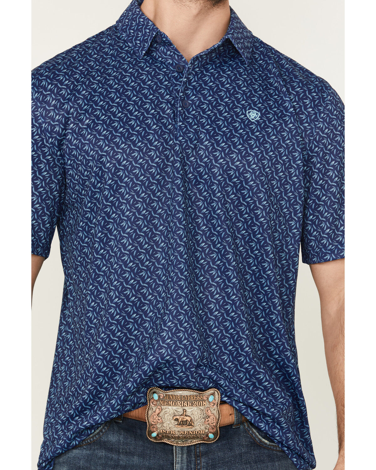 Product Name:  Ariat Men's TEK Leaf Print Short Sleeve Performance Polo