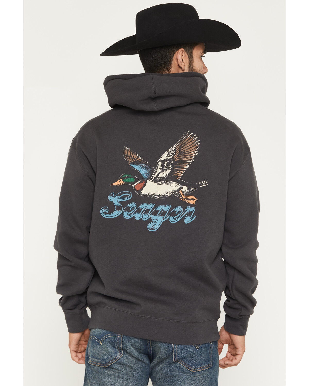 Image #4 - Seager Men's Greenhead Graphic Hooded Sweatshirt, Black, hi-res
