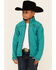 Image #1 - Powder River Outfitters Boys' Honeycomb Performance Zip-Front Fleece Jacket, Jade, hi-res