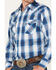 Ely Walker Men's Plaid Print Long Sleeve Snap Western Shirt, Blue, hi-res