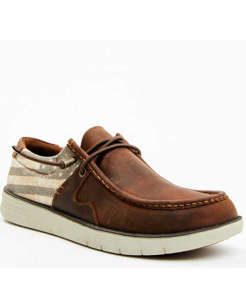 RANK 45® Men's Griffin Patriotic Western Casual Shoes - Moc Toe, Brown, hi-res