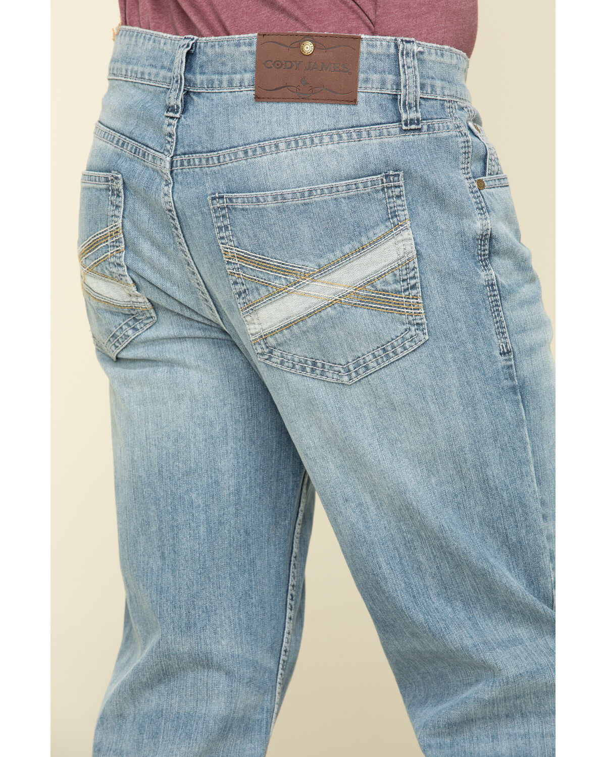 Image #4 - Cody James Men's Blue Shadow Wash Wyatt Slim Bootcut Stretch Denim Jeans, , hi-res