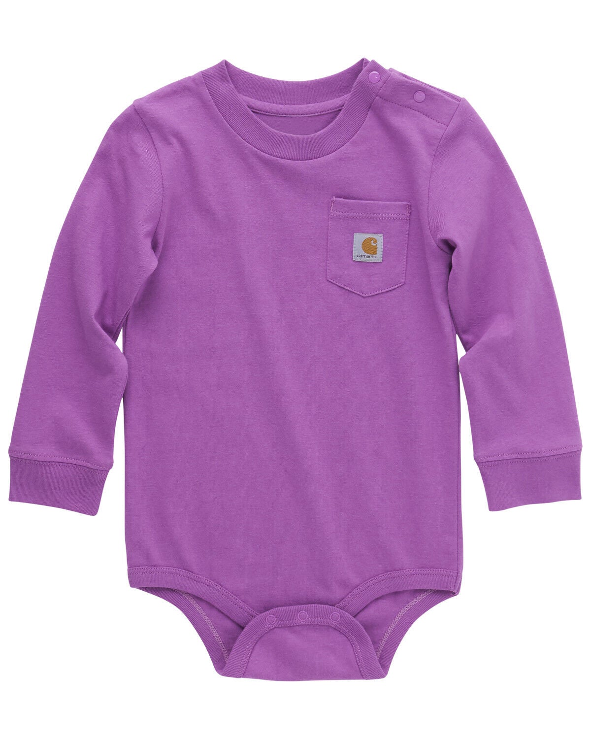 Carhartt Infant Boys' Logo Pocket Long Sleeve Onesie, Purple, hi-res