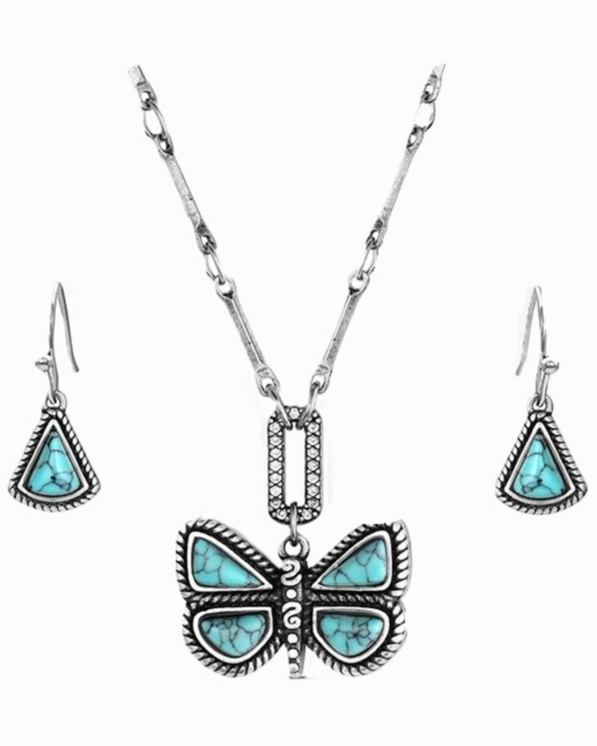 Montana Silversmiths Women's Set Me Free Turquoise Jewelry Set - 2 Piece, Silver, hi-res