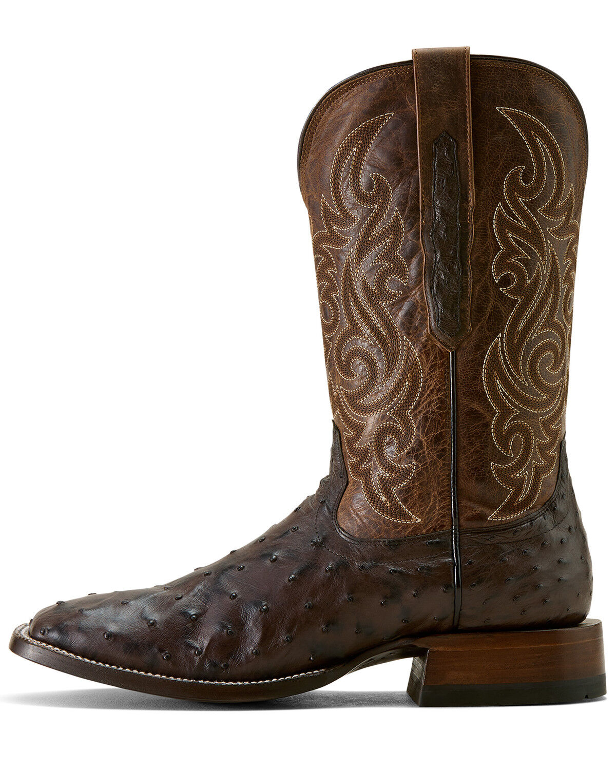 Image #3 - Ariat Men's Classic Cash Exotic Ostrich Western Boots - Broad Square Toe, Brown, hi-res