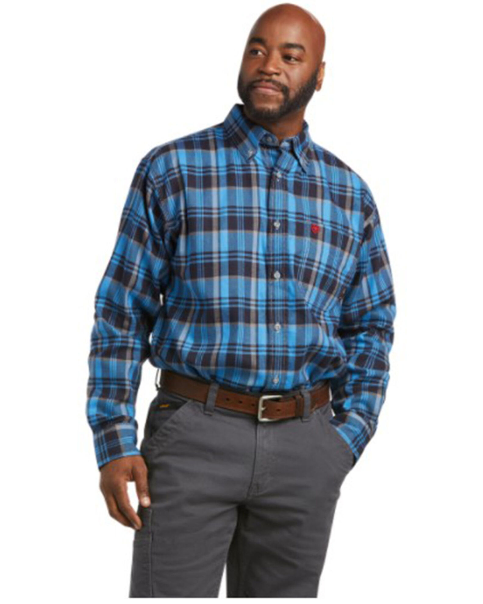 Ariat Men s FR Carter Plaid Print Long Sleeve Button Down Work Shirt
